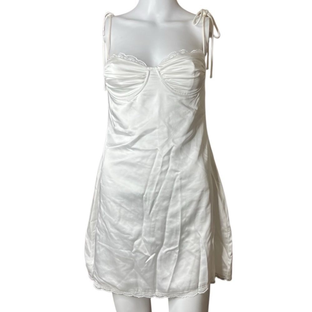 Princess Polly White Satin Chemise Size 4